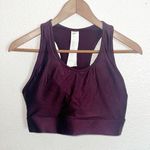 Fabletics Maroon Shiny Shimmery Mesh Back Pocket Racerback Sports Bra Photo 0