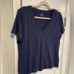 J.Crew NWOT  Size M Navy Blue Vintage Cotton Short Sleeve V Neck Tee Shirt Photo 2