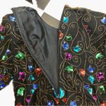 Stenay Vintage 80s  Sequin & Beaded Silk Top Shoulder Pads Jewel Tone Colorful M Photo 4