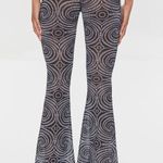 Revolve Forever 21 Green Black Blue Mesh Sheer Tribal Aztec Pattern Open Cut Out Wide Leg Flare Bell Bottom Pants Flare Photo 5