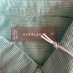 Everlane  Womens 00 Silky Cotton Relaxed Shirt Green White Stripe Long Sleeve NEW Photo 4