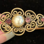 Hobe Brass, Pearl, Pink Stone Bracelet Vintage Gold Photo 0