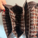 Tignanello Orange Leather Flap Front Saddle Bag Crossbody Accordion Style Purse Photo 6