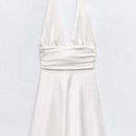 ZARA  halter dress satin white effect bow back tied wedding party coctail shower Photo 13