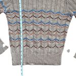 Vintage College Town Chevron Striped Scoop Neck Long Sleeve Lightweight Sweater Tan Photo 9