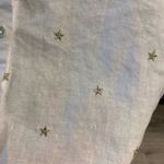 Nicole Miller  white button down linen shirt with embroidered stars  Photo 3
