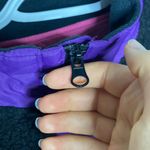 Ivory Ella  Black Quarter zip Sherpa pullover with purple logo patch pocket sz S Photo 4