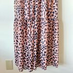 MELLODAY NWT XS Maxi Dress Leopard Print Pink Black Scallop Neckline Ruched Back Photo 2