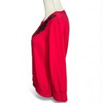 Cable & Gauge  Red cardigan sweater with black sequin embellishment holiday retro Photo 2