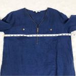 Ellen Tracy 100% Linen Navy Blue Tunic Top Roll Tab Sleeve V-Neck Size Medium Photo 9