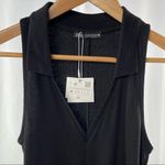 ZARA  Lapel Collared Ribbed‎ Dress in Black Size Small Photo 3