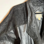 Vintage mixed media long leather trench jacket Black Photo 2
