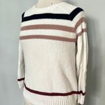 Olive & Oak White Navy Blue Blush Knit Striped Pullover Sweater Photo 1