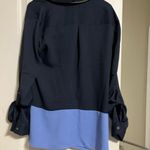 Talbots  Navy and White Blouse Photo 3
