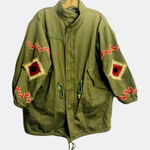 INA  oversized green cotton embroidered jacket size S/M pockets lightweight Photo 0