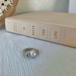 Silver Pearl Ring Vintage “Twyla” Elegant Classic Style Minimal Pearlcore Photo 7