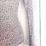 EXPRESS semi sheer long sleeve animal print scoop neck pullover top gray white Photo 2