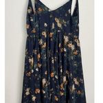 Aritzia Wilfred XS Navy Blue Floral Wrap Dress Flowy Boho Romantic Midi Fairy Photo 3