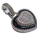 Judith Ripka  black Onyx and CZ heart pendant/ enhancer statement piece Photo 3