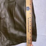 Avec Les Filles  Olive Green Faux Leather high Waist Pleated Shorts Size S Photo 2