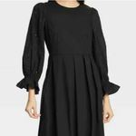 Who What Wear  Black Dress Eyelet Balloon Sleeves 100% Cotton Small Photo 2