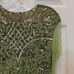 Mac Duggal NWT 4908 Green High Neck Beaded Fringe Fitted Gown Size 6 Photo 6