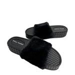 Dirty Laundry  Slide Shoes Size 9 Black Open Toe Sonny Fur Sandals Photo 7