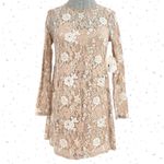 Altar'd State Romantic Lace Dress Boho Nude Tan Floral Long Sleeve Rauma Size S Photo 1