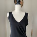 BCBG Side Slit Black Midi Dress With Knot Detail At The Waist Size L Photo 4