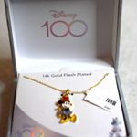Disney NIB  100th 14K Gold Flash Plated Rhinestone Accent Minnie Mouse Necklace Photo 0