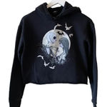 Disney  Nightmare Before Christmas  Black  Raw Hem Cropped Jack Sally Hoodie SZ S Photo 0