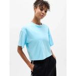 Athleta  XS True Cotton Crop Tee Aqua Blue X-Small Regular Photo 1