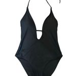 Missguided Black Deep V Neck One Piece Swim Suit - Size 2 Photo 0