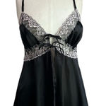 Source Unknown Y2K Dark Romantic Front Double Tie Black Heart Lace Trim Tank Top Sz M/L Photo 0