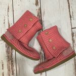 UGG  AUSTRALIA CLASSIC CARDY KNIT SWEATER PINK WOVEN BUTTON BOOTS Photo 10