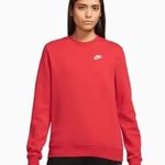 Nike Women's XL Sportswear Club Fleece Logo Crew Neck Sweatshirt Red Embroidered Photo 0