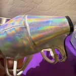 New York Transit  Baguette Wedge Sandal, Holographic Silver Bridal Evening Shoes Photo 4