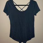 Pink Rose Blue Short Sleeve Top with Cross in Back Photo 0