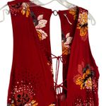 Free People Lovely Day Printed Tie Tunic Dress Women's Medium Red Floral Boho Photo 7