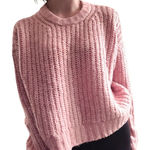 American Eagle  Oversized Chunky Knit Crewneck‎ Sweater Pink Size Small Photo 0
