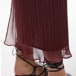 Topshop  Plisse Straight Midi Skirt Maroon Burgundy size 6 Photo 2