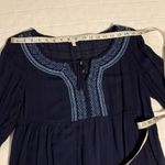 Sonoma Navy Blue Embroidered Babydoll Style Long Sleeve Top Size Large Photo 3