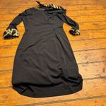 Cache  Black Chain Print Collar Long Sleeve Midi Dress XS vintage VTG Photo 5