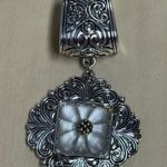 Scarf Pendent Silver Dangle Geometric Rhinestone Embellished Photo 0