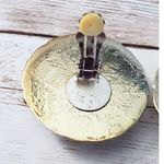 Vintage Clip On Earrings Bright Blue with Gold Tone Large Chunky Halo Statement Photo 4