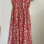 Universal Threads Universal Thread Red Floral Maxi Dress Cut Out Back Slit Cottagecore Sundress S Photo 0