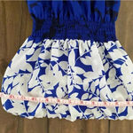 AQUA Blue Navy Floral Long Strapless Boho Slit Maxi Dress Smocked Size XS Photo 7