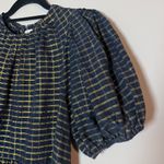 Ulla Johnson  Dion Babydoll Metallic Check Tiered Dress Navy Midnight 6 Photo 4