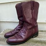Justin Boots Justin Merlot Wine colored roper pull on cowgirl western boots 6 1/2 A Photo 3