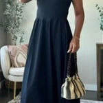 Zella Effortless Cutout Back Hybrid Dress in Black Size Large Photo 0